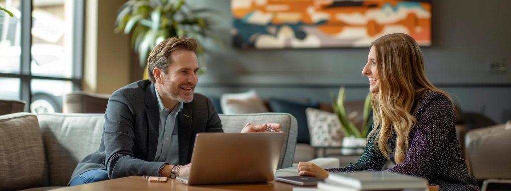 a confident real estate agent, surrounded by sleek office decor and modern technology, expertly discusses boise city homes with an engaged client, reflecting their collaboration in navigating the vibrant local market.